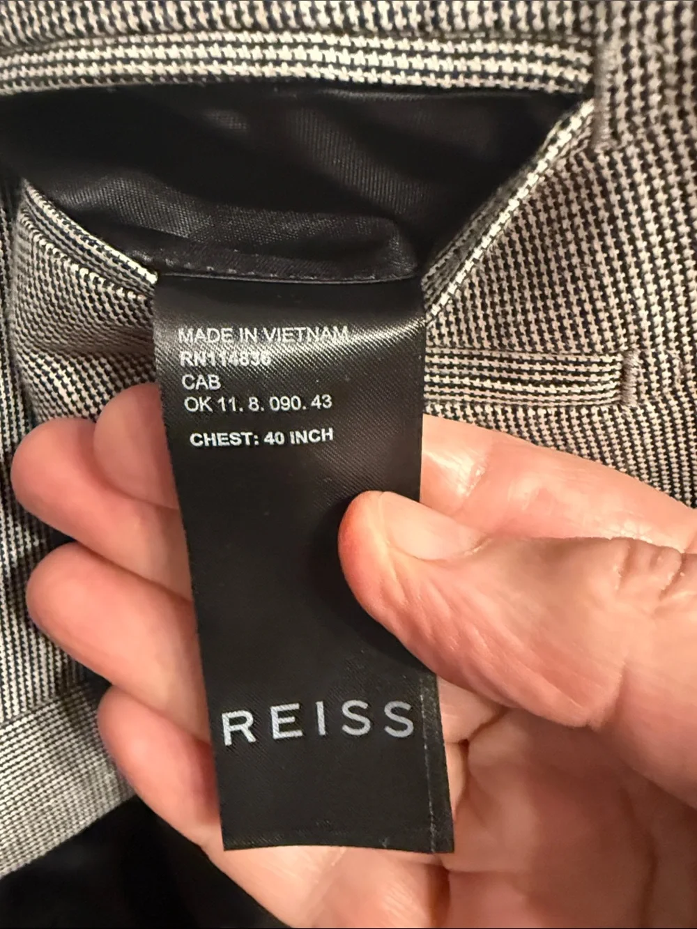 Reiss Light Gray Double-Breasted Textured Suit Blazer